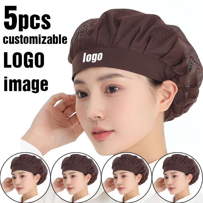 TEMU Customizable Pictures Or Logos, Chef Hats For Hotel Restaurants, Women's Wide-brimmed Breathable Net-top Chef Hats, Work Caps For Food ,
