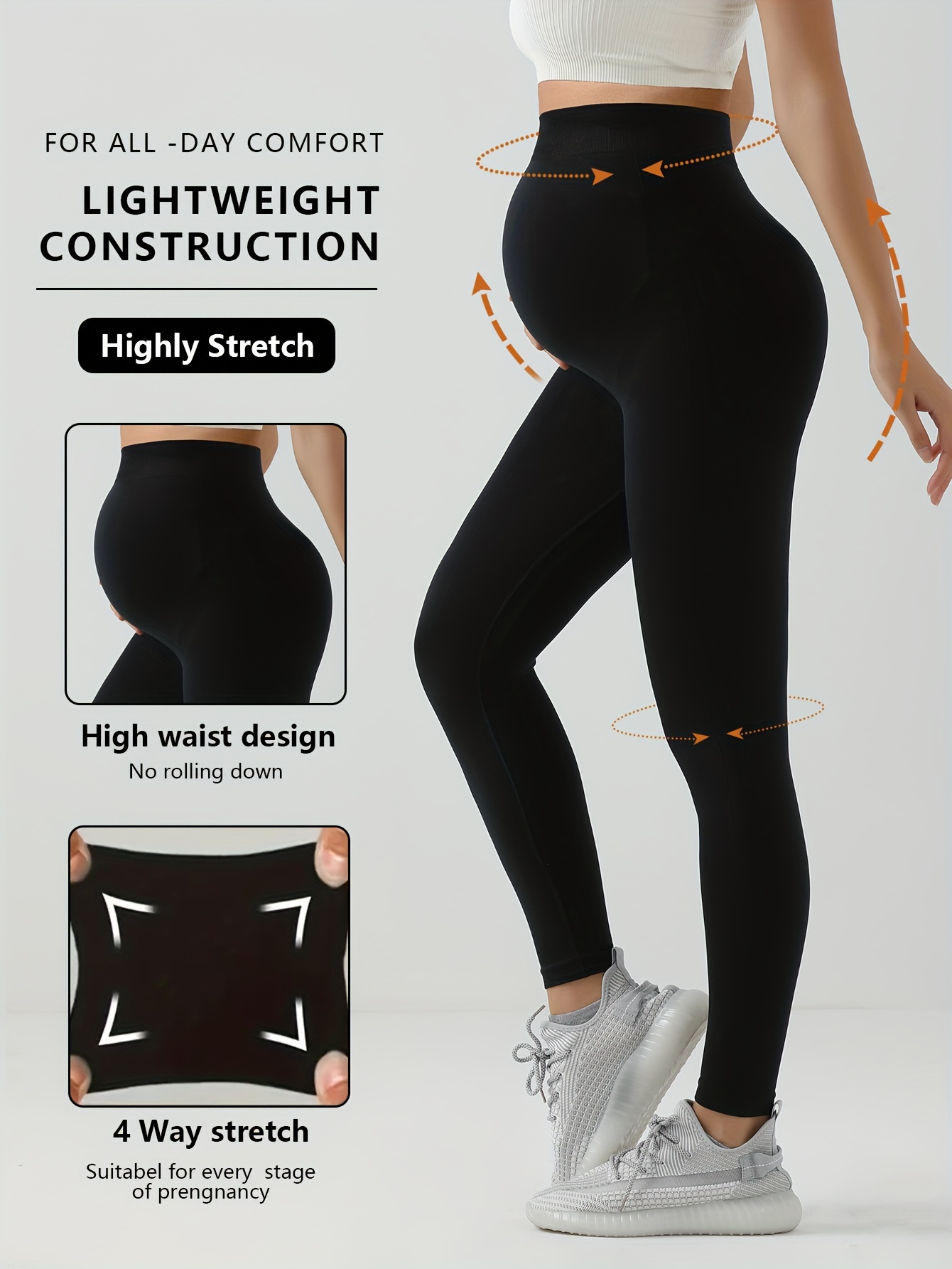 Leggings Maternité Taille Haute Feoya - Opaques Et élastiques | Pour Yoga, Sport Et Quotidien Grossesse