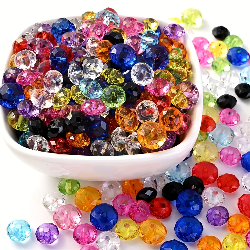 

200pcs 6mm Ab Cut Acrylic Beads, 100pcs 8mm Flat Round, , Making Kit For Bracelets, Necklaces, Earrings, Mobile Phone Chains, Home Decor Crafts