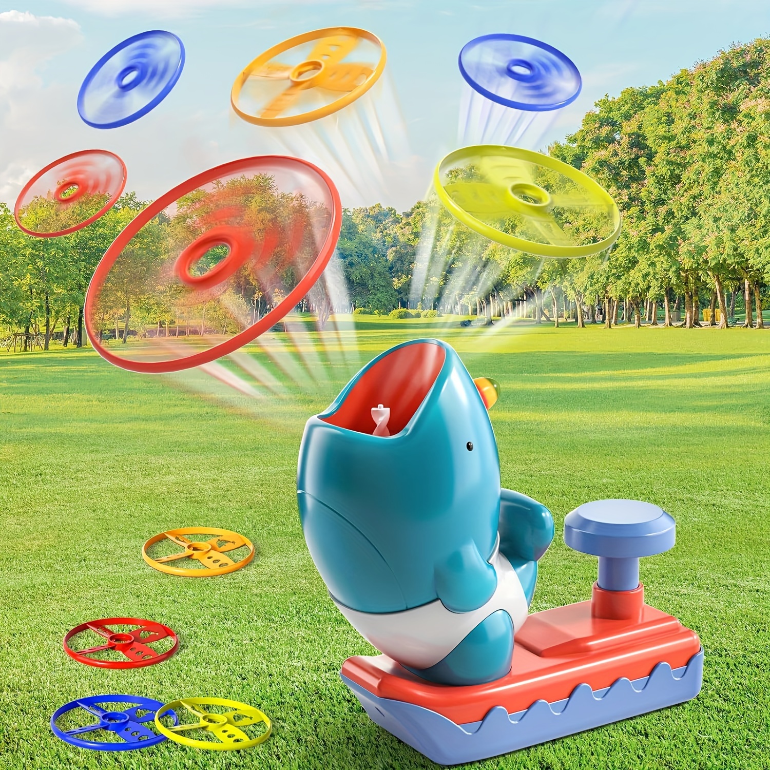 Outdoor Toys For Kids Ages 4 8 Flying Disc Launcher Family Outside Games Outside Activities Toy Age 3 5 4 6 Birthday Gifts For Kids Boys Gi