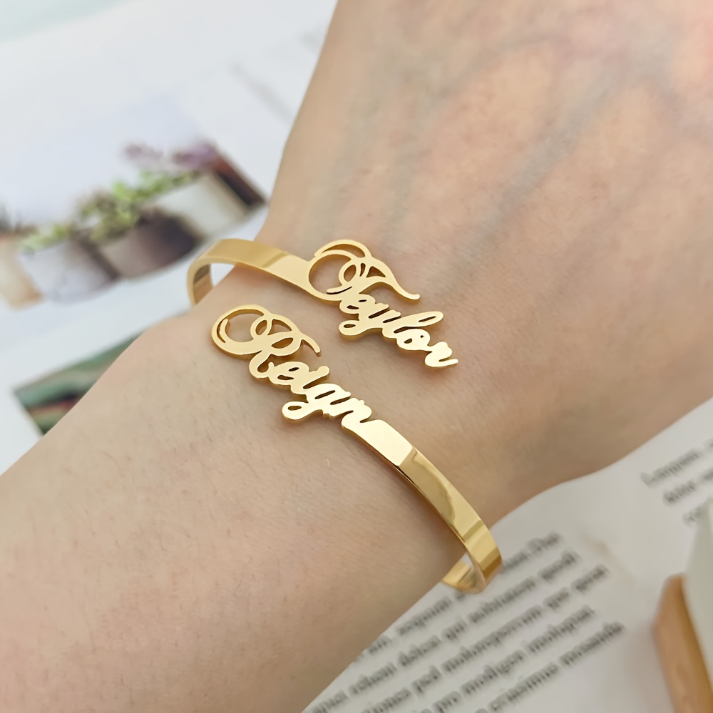 E-shop Personalisiertes Armband mit zwei Namen, individuelles Namensarmband, maßgefertigtes Armband, Doppelnamen-Armband, Partnerarmband, exquisites