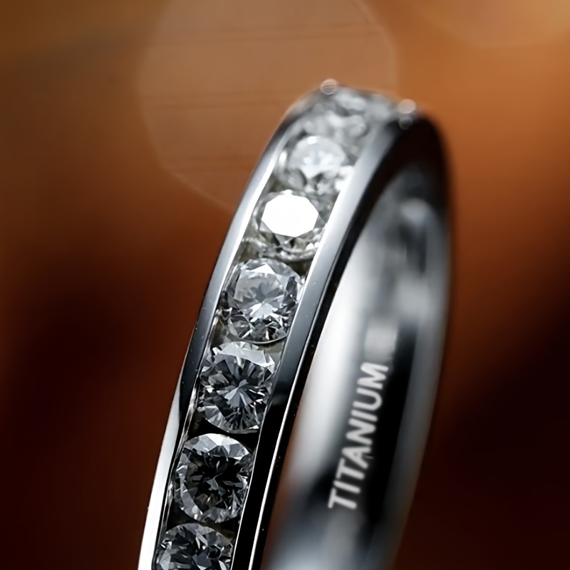 Titanium Steel Full Circle Synthetic Zirconia Ring