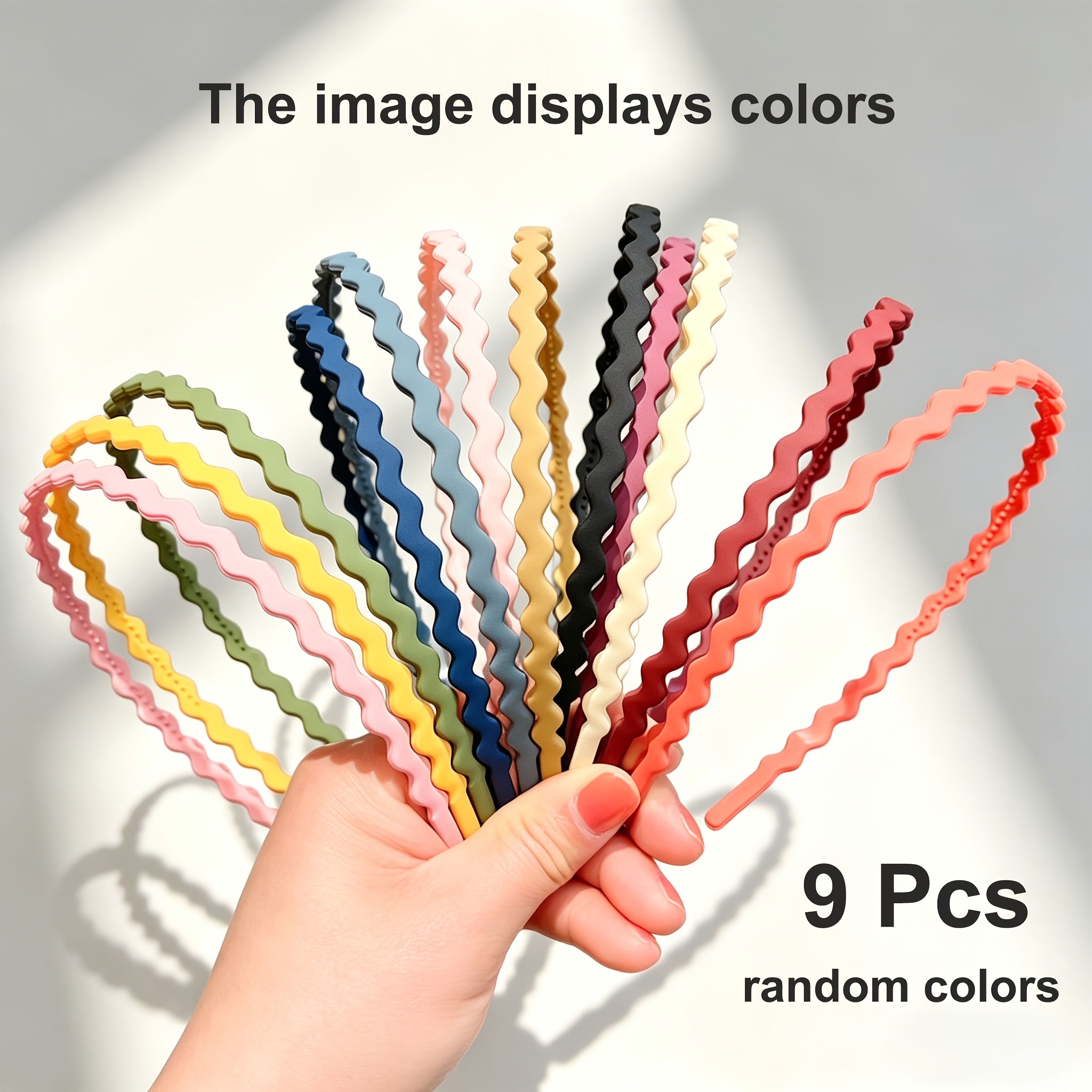 TEMU 9pcs Wavy Skinny Headbands - Candy Color Non-slip Hair Bands For Women, Elegant Hair Accessories For Daily Wear, Parties & Special Occasions,