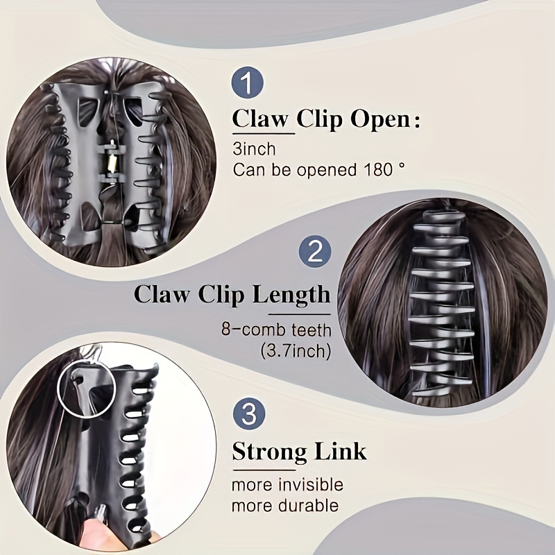 elegant messy bun hair clip for women 8 synthetic straight ponytail extension     with hairpin comb versatile heat resistant details 3