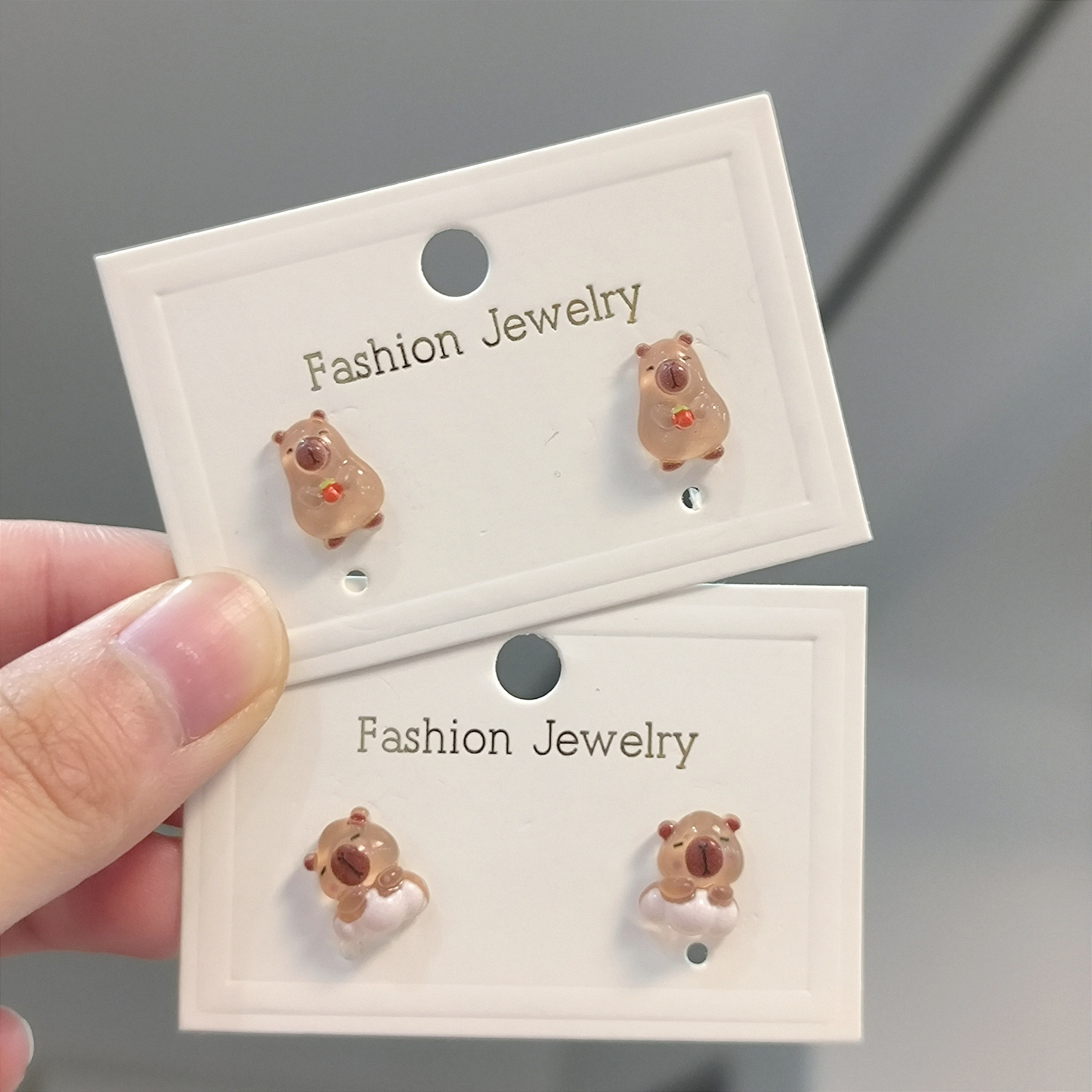 Image of Of Cartoon Kapibala Capybara Earrings, Cute And Interesting Earrings, Accessories, Holiday Gifts