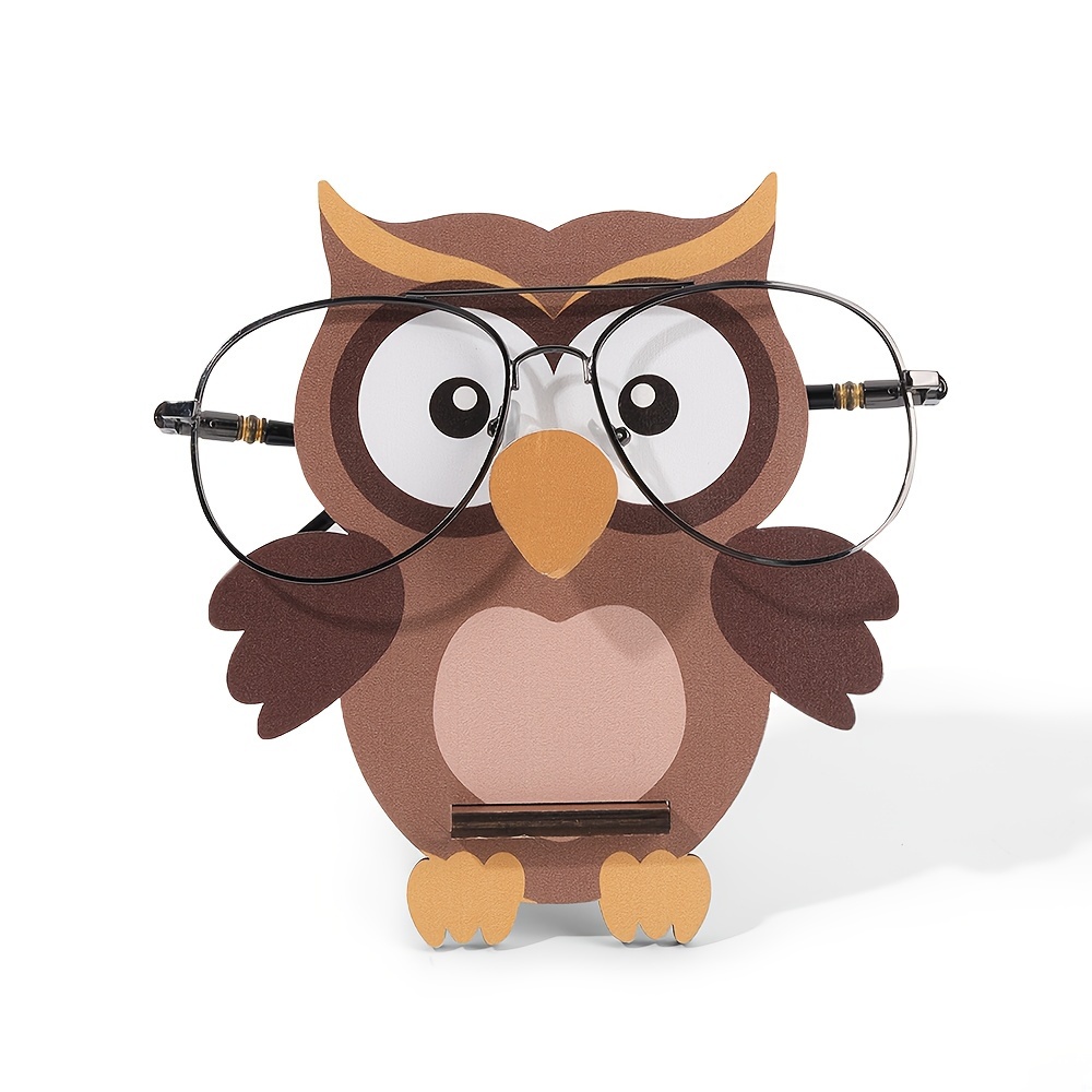 

Cute Owl Eyeglass Rack, Cartoon Animal Holder, Wooden Owl Glasses Stand Fashion Glasses Display Rack For Home Desktop Decor