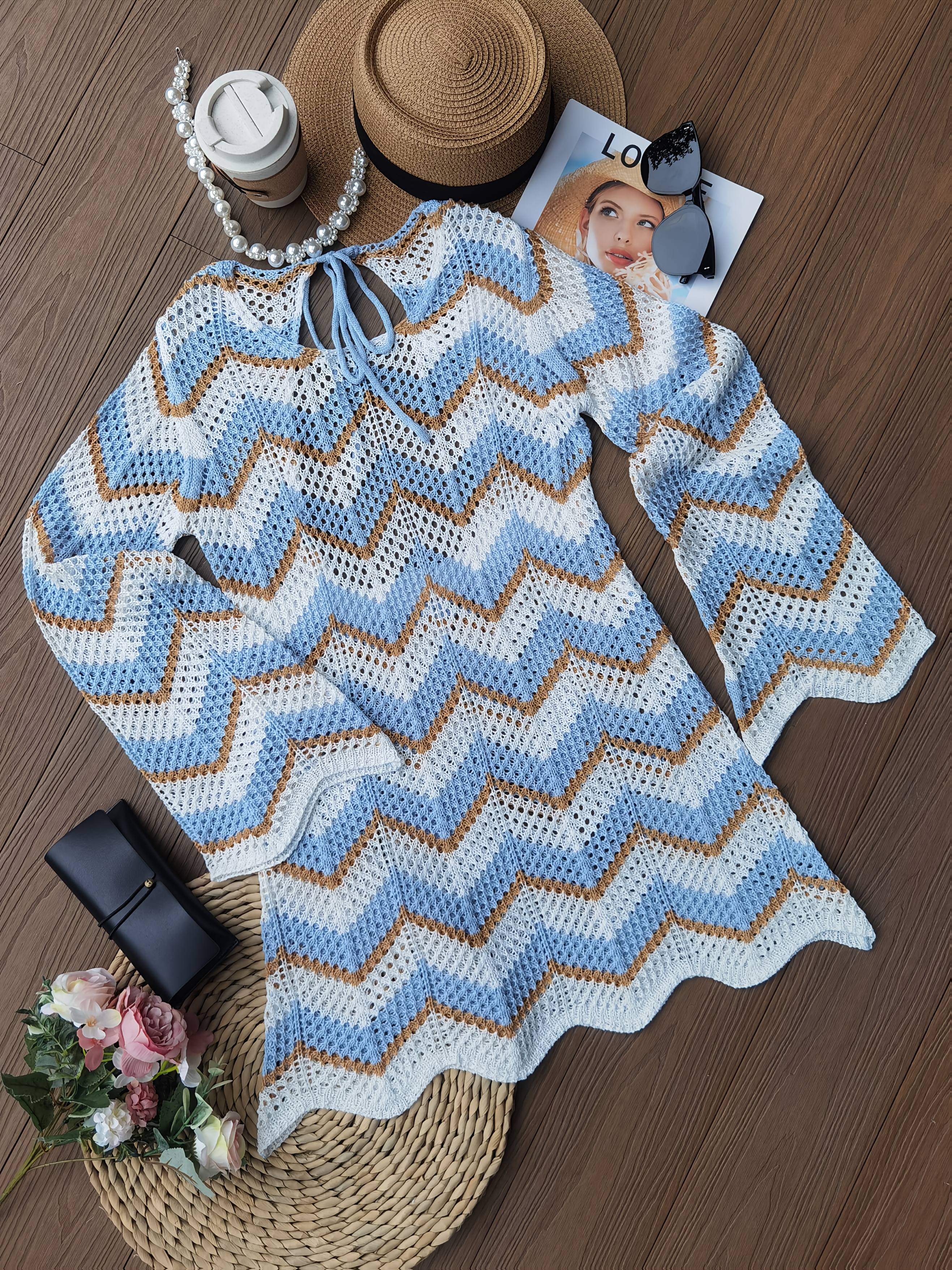Womens Beach Cover Dress Tie Back Crochet Details