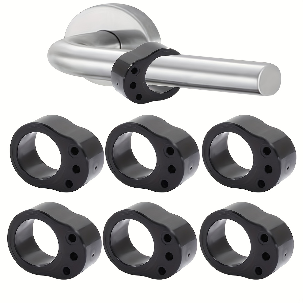E-shop 6 Stück Schwarze Silikon-Türstopper – Rutschfeste Türstöpfe, Bohrfreie Montage, Türgriff- und Bodenschutz, für Zuhause, Büro & Gewerbliche