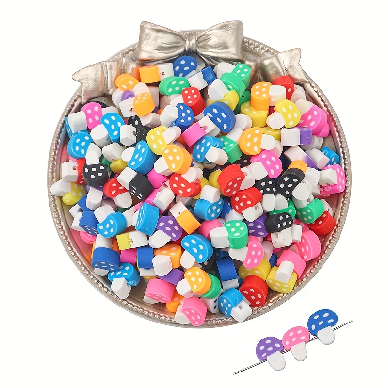 

30pcs 10mm Mushroom Shape Polymer Clay Color Random Beads For Jewelry Making Diy Cute Mini Style Bracelet Necklace Earrings Jewelry Making Supplies