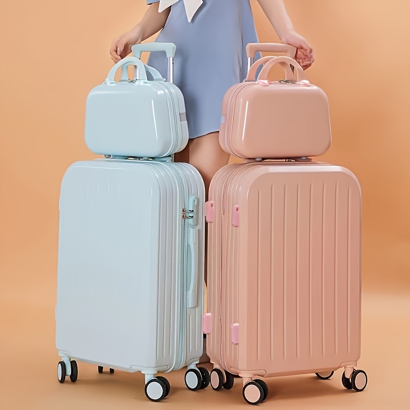 

Solid Color Luggage Set, Hard Shell Zipper Trolley Case, With Small Square Makeup Handbag, Suitable Travel