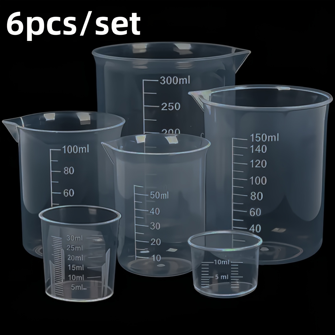 TEMU 6pcs Measuring Cup Set With Graduated , Accurate Transparent Plastic Measuring Cups, Paint Mixing Cups, Multi-functional Measuring Cups With