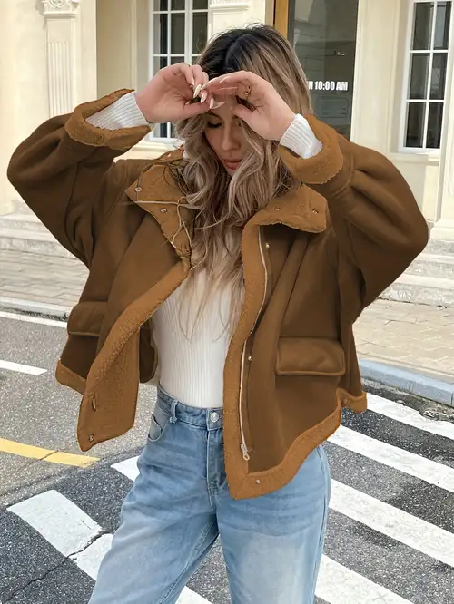 chaqueta piel sintética peluda abrigo Temu Colombia