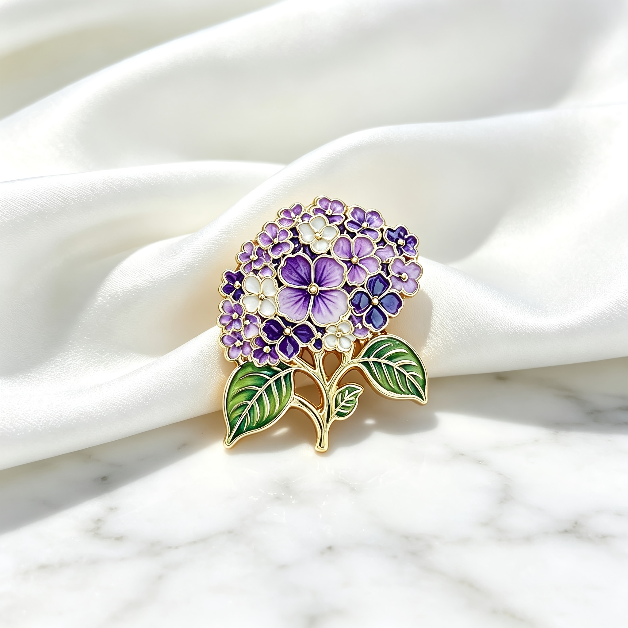 Retro Purple Hydrangea Lacquered Badge, Versatile Accessory