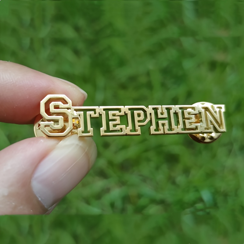 

Custom Engraved "" Name Brooch Pin, Elegant Personalized Stainless Steel Suit Lapel Pin For Men, Fashion Gentleman's Jewelry Accessory, No Mosaic - Single Piece