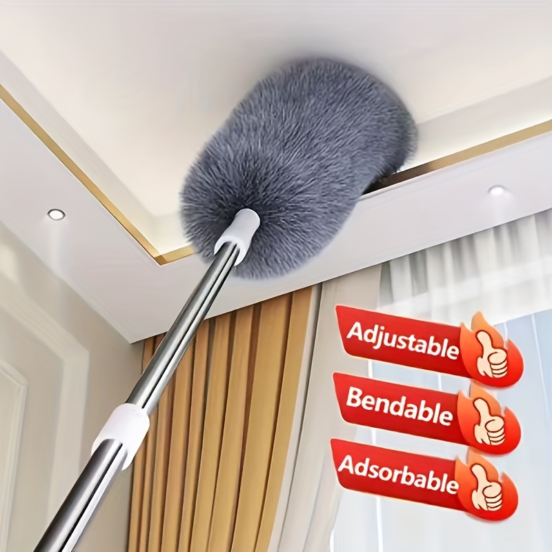 dusters designed for cleaning microfiber duster suitable for tall ceilings 100 inch telescopic extension pole set for cleaning fans cobwebs spider webs blinds   washable lightweight and reusable duster