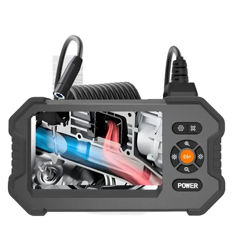 4 3 ips 1080p hd lighted endoscope camera with adjustable led light triple magnification color black white switch rechargeable battery powered for industrial car pipeline sewer inspection