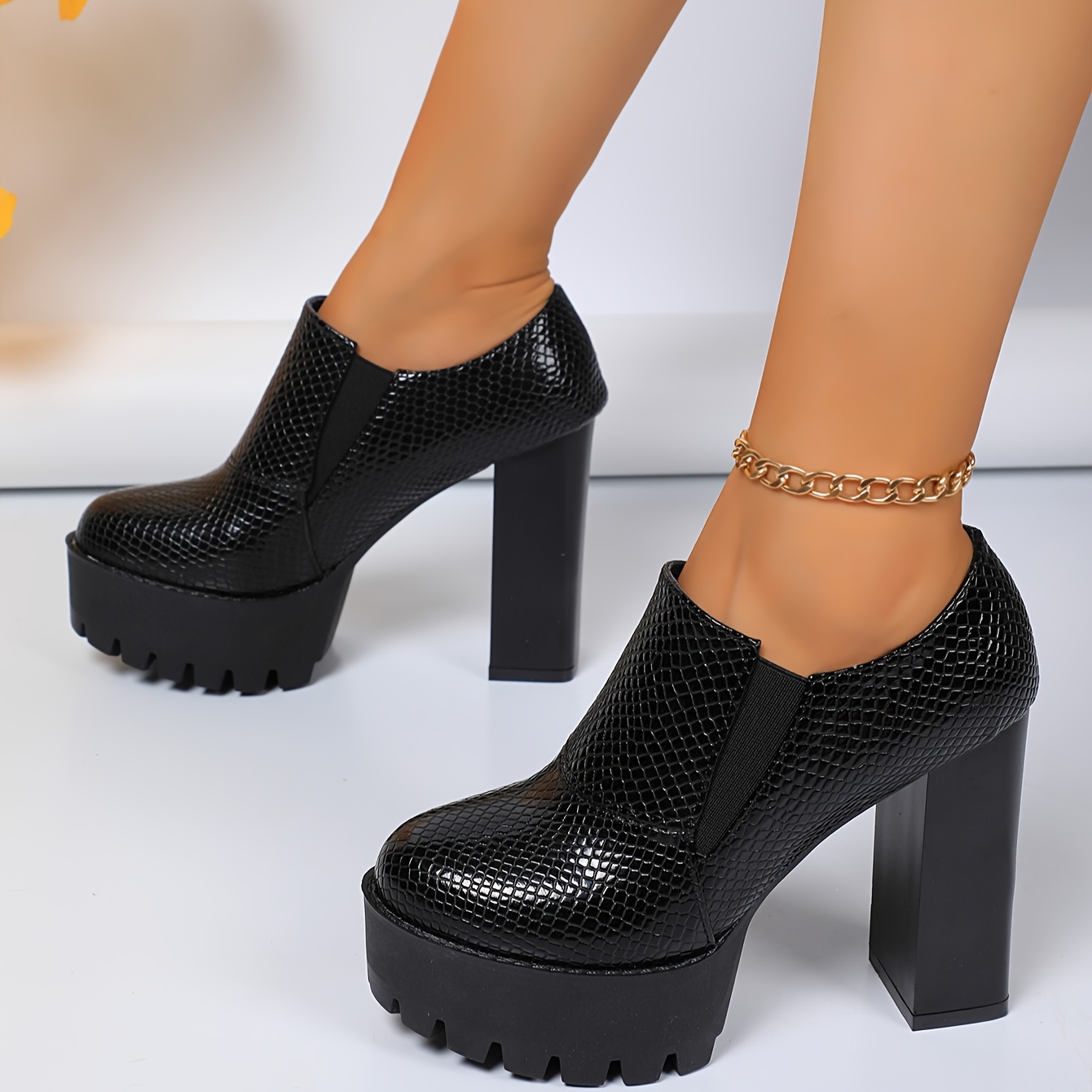 zapatos plataforma negros mujer tacón elegante Temu Spain