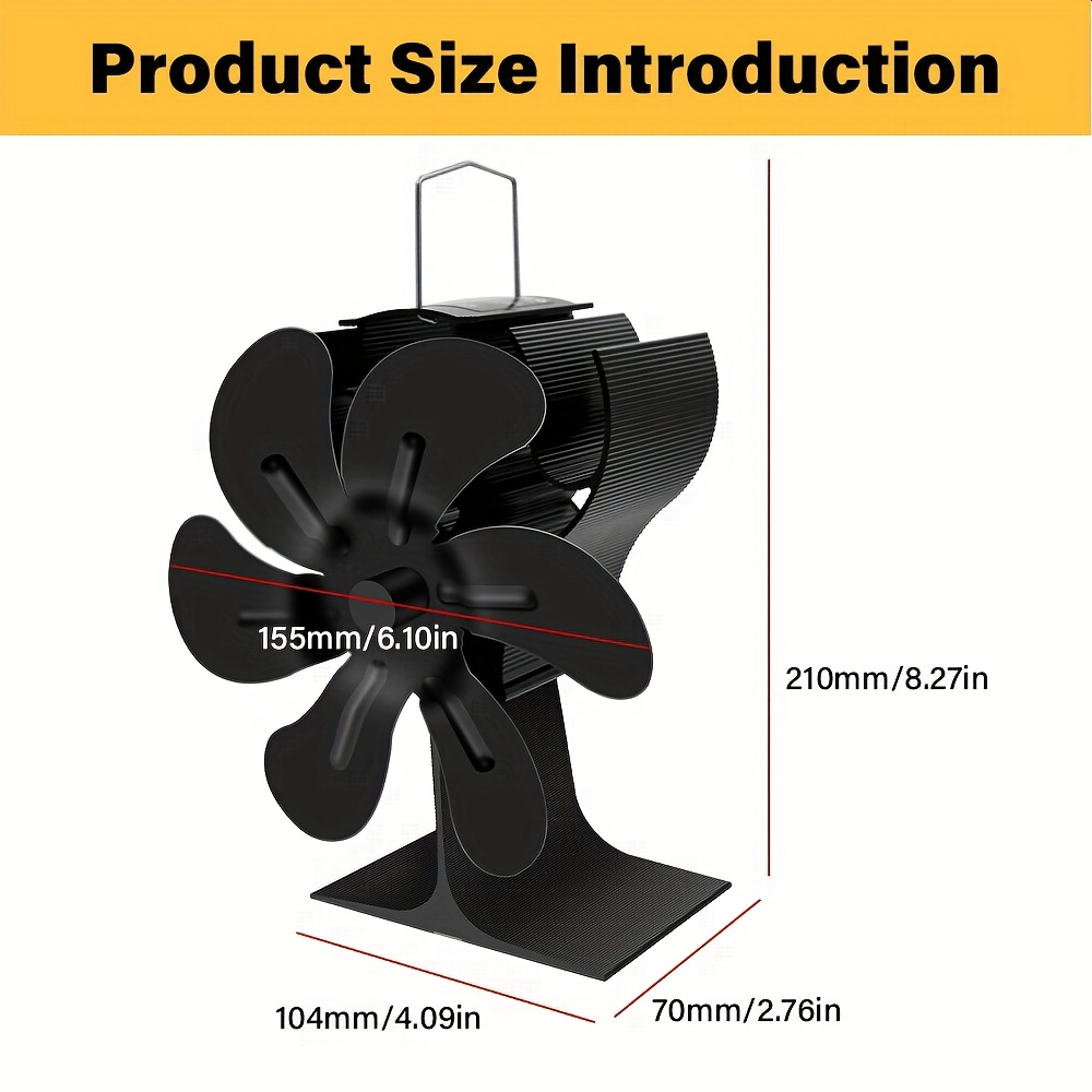 6 blade thermal energy fireplace fan quiet indoor household wood stove heating fan thermal power circulation fan no electricity required rapid warm air circulation for   heating essential fireplace accessory for autumn and winter