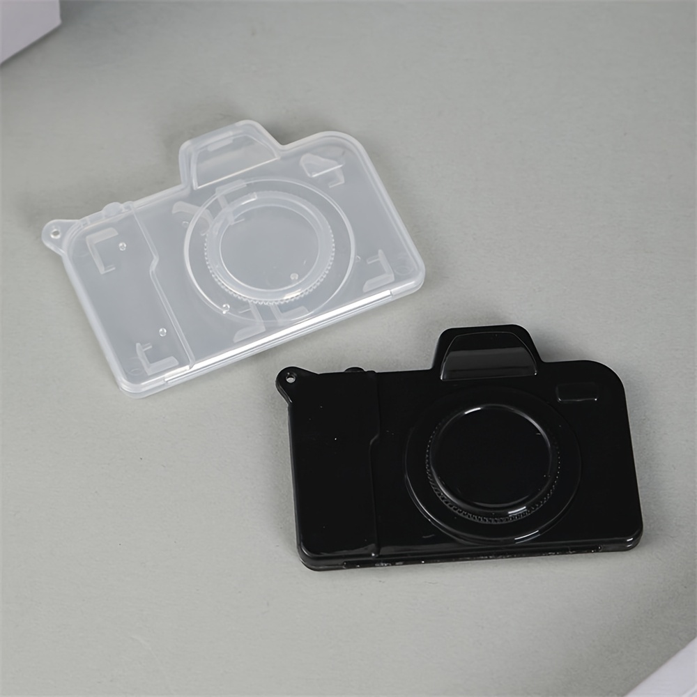 2pcs Camera-shaped Compact Sd Card Holder Organizer Storage Box, Portable Travel Electronic Accessories Card Case, Camera Memory Card Storage Device, 2-slot Plastic Protector