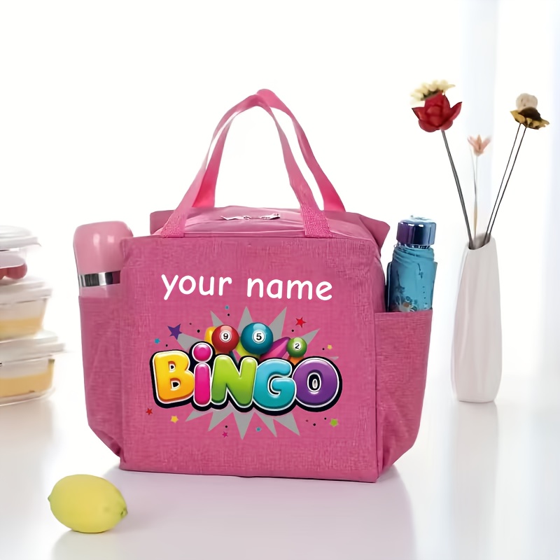 TEMU 1 Personalized Bingo Bag - Custom Name, Colorful Bingo Balls And , Durable Fade-resistant Fabric, Large Capacity Tote Bag, Suitable For Women,