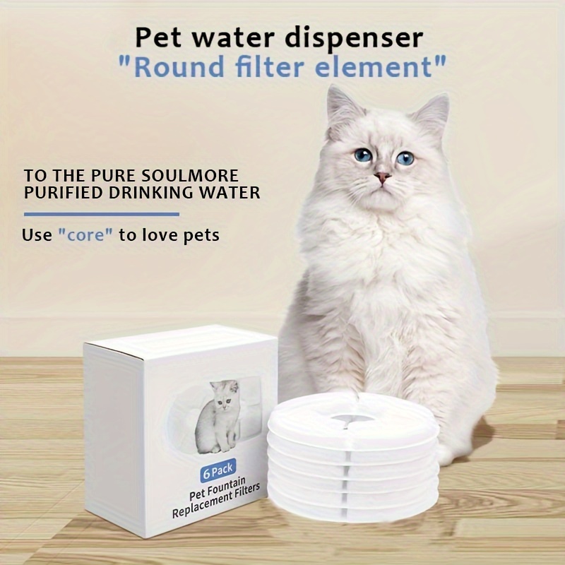 

1pc/4/6pcs Automatic Pet Water Fountain Filters Replacement, Multi-layer Round Cat Water Dispenser Filter Cartridge