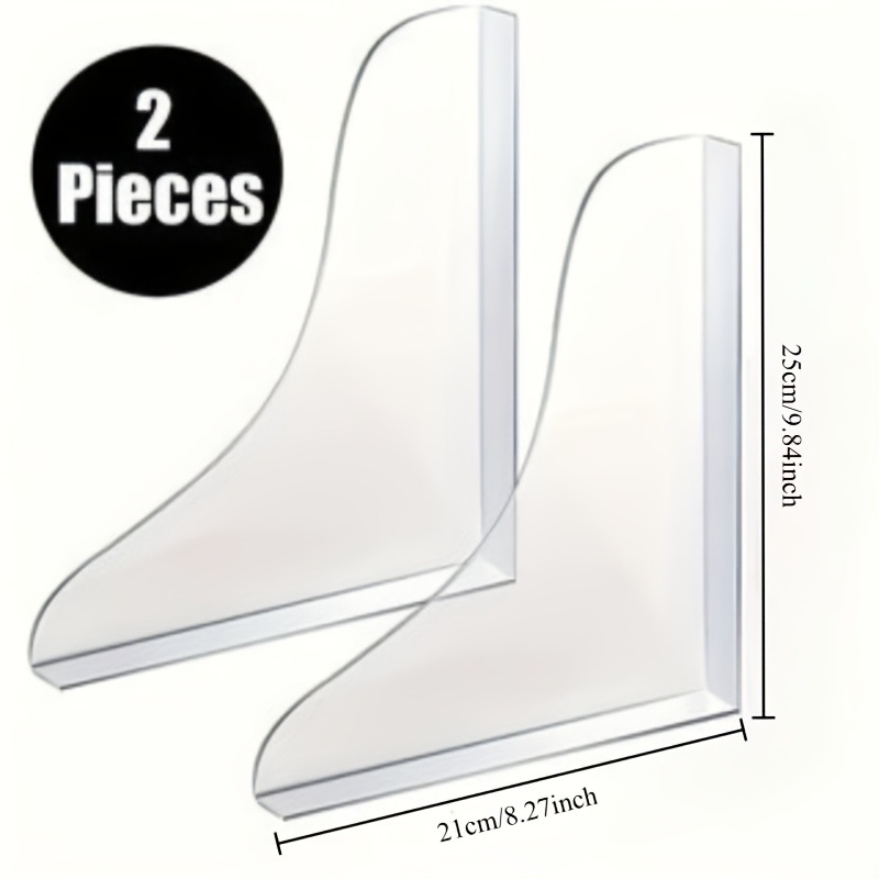 TEMU 2pcs Transparent Curved Splash Guards - Heavy-duty Design, Adhesive Installation (no Drilling), Durable Acrylic Bathroom Guards With Modern