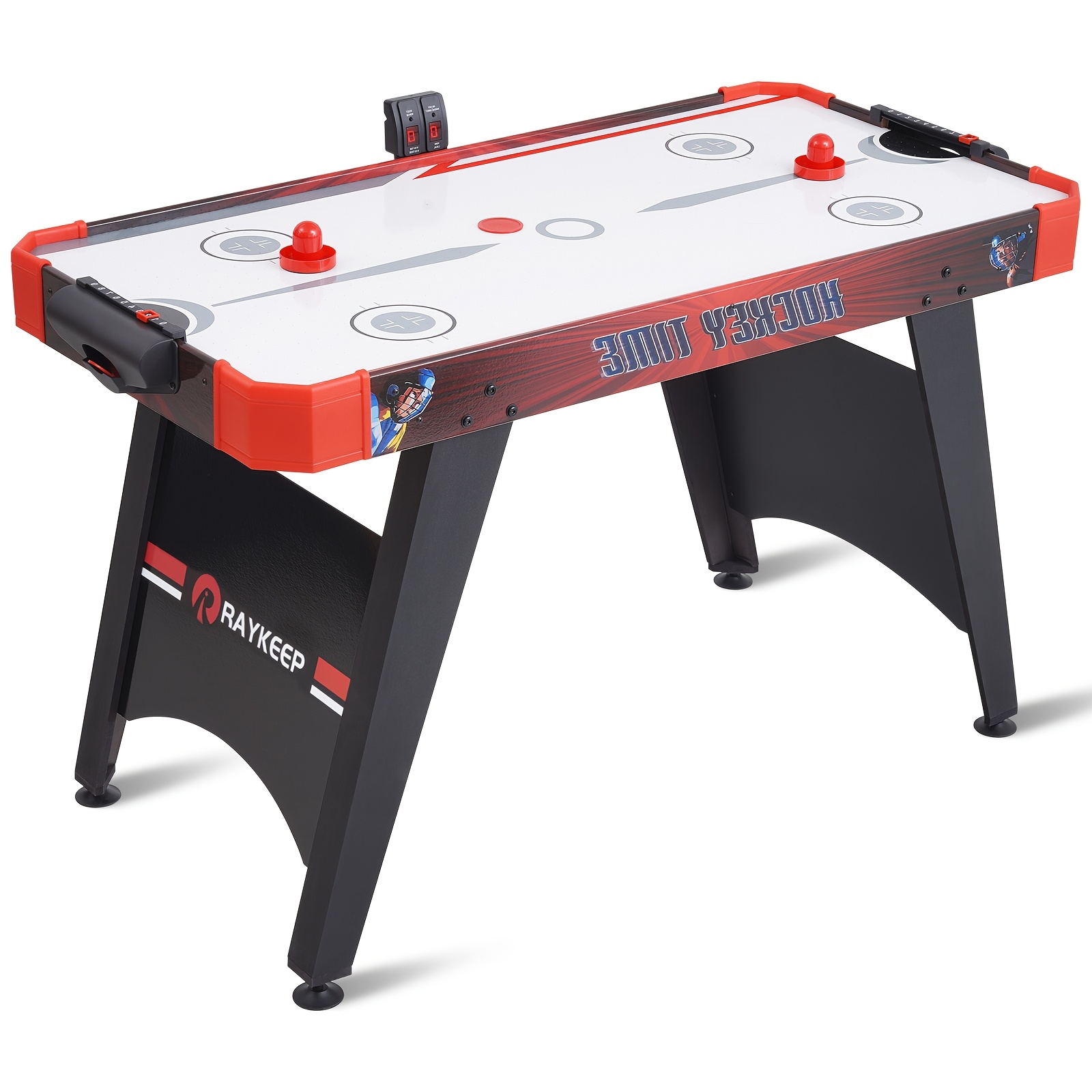 

1pc Kulamoon 48'' Classic Portable Air Hockey Table - Indoor Electric Game With 2 Pucks, Pushers, Box, Leg Levelers, Support, Display - Plastic Tabletop And Base