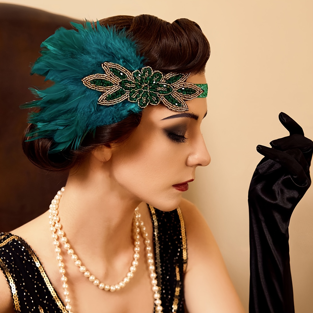 1pc womens 1920s feather headband vintage flapper - Temu display picture 2