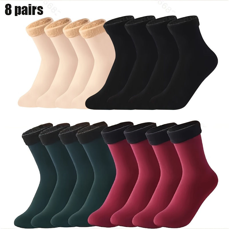 

8pcs Cozy Fleece-lined Winter Socks - , Warm & Anti-pill For Home And Outdoor Use