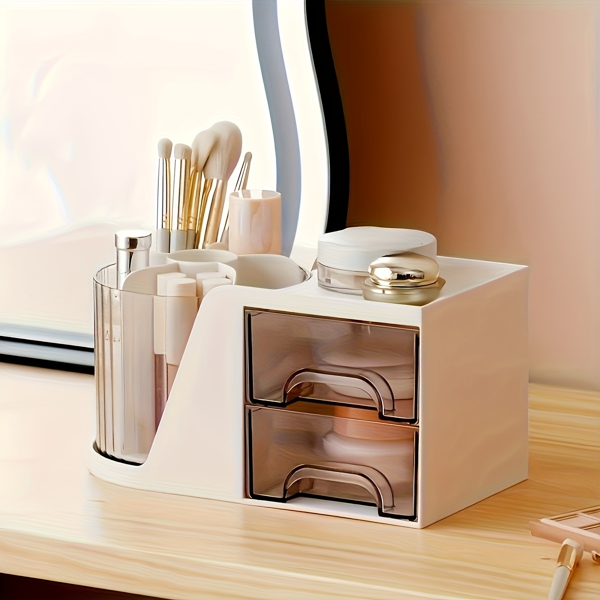 a minimalist desktop organizer featuring a pen holder and drawer structure it can rotate for   helping to create a tidy   making it a perfect gift for valentines day Product details 4