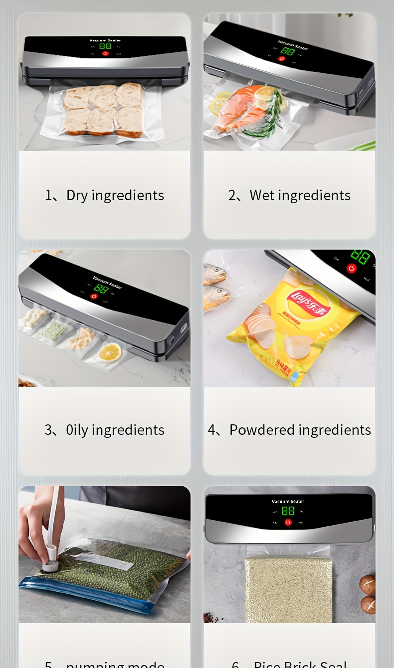 USB Rechargeable Food Vacuum Sealer, Suitable for Indoor Kitchen and Outdoor Travel Camping Use, Suitable for Preserving Food, Snacks, Meat, Fruits and Vegetables