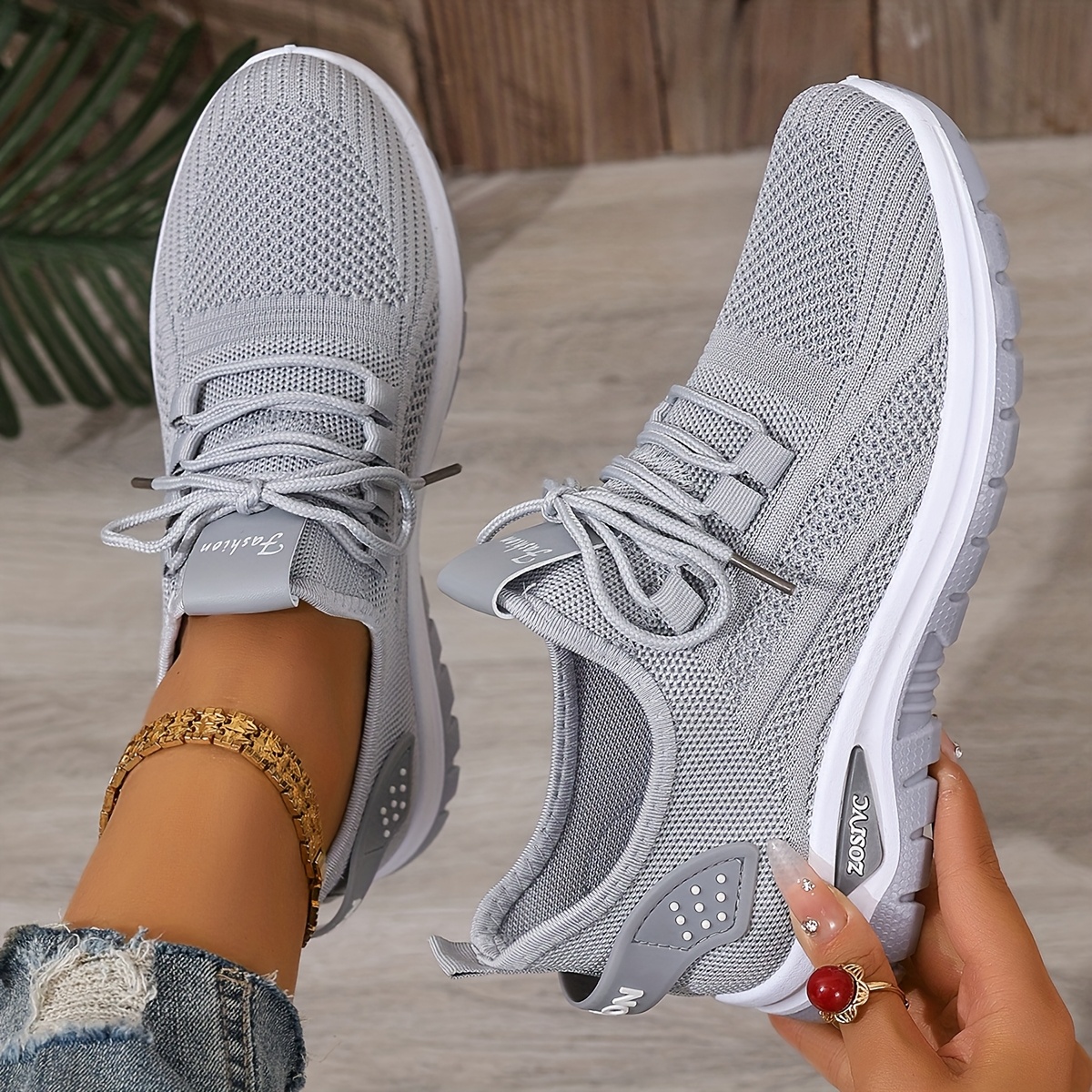 Women's White Breathable Mesh Running Shoes - Comfortable Low-Top Sneakers with Rubber Sole for Travel, Vacation & Casual Wear, Sleek Shoe Design | Cushioned Support