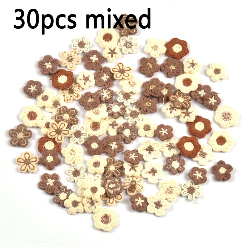 E-shop 30 Stück 1,4-1,6 cm mehrfarbige Mini-Blumen-Spitzenbesatz-Stoffflicken zum Handnähen für DIY-Kleidung, Hüte, Schals andere