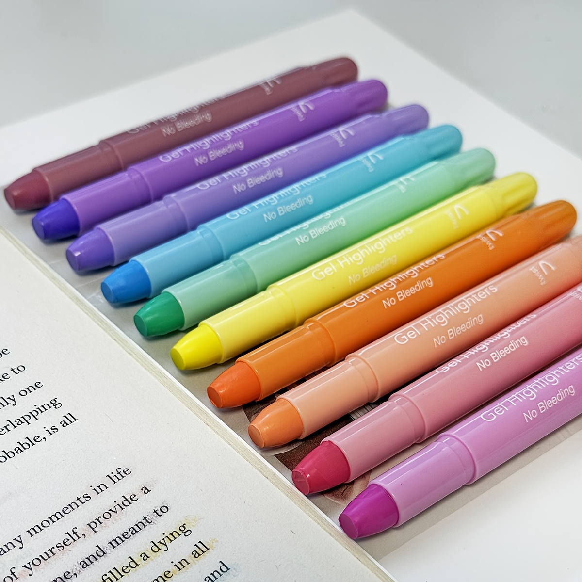 

10pcs Funfull Gel Highlighters In Pastel & Bright Colors - No Bleed, Retractable, Round Tip, Abs Body - Ideal For Journaling, School & Office Supplies