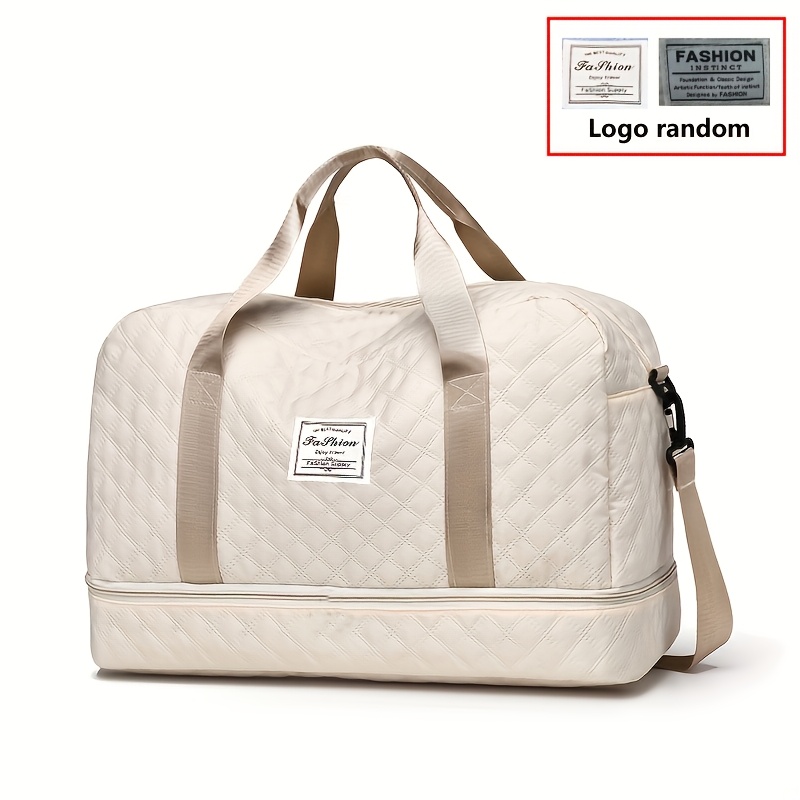 TEMU Diamond Grid Design, Large Capacity Sports And Fitness Storage, Multi-pocket Portable Weekend Travel Bag, Sports Equipment Bag | Handbag |