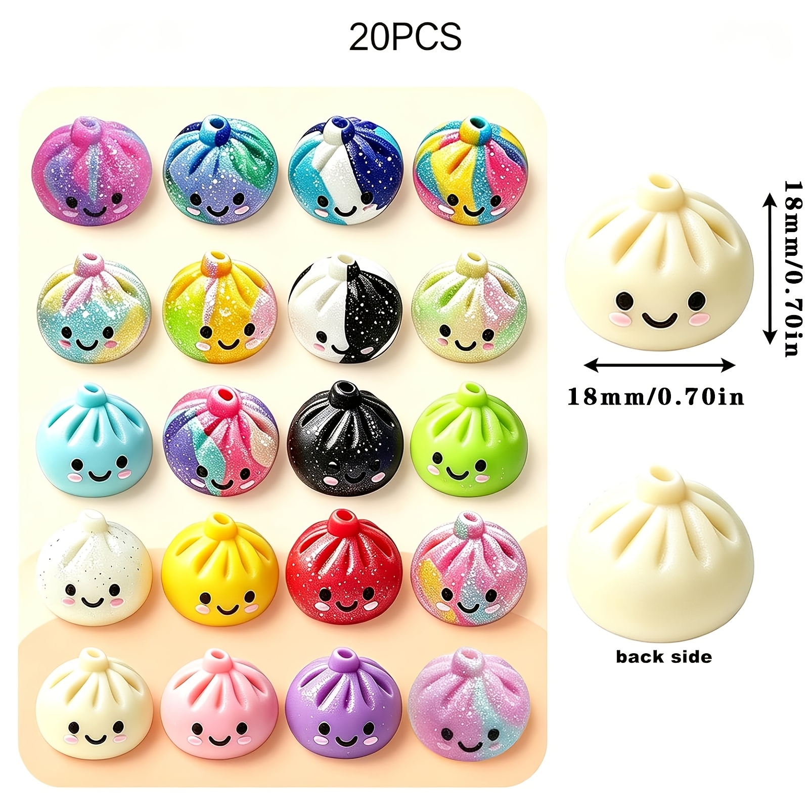 TEMU 20pcs New 3d Dumplings Silicone Beads, Silicone Bead Set, Bulk Silicone Beads, Suitable For Making String Jewelry, Handmade Bead Pens Or Other