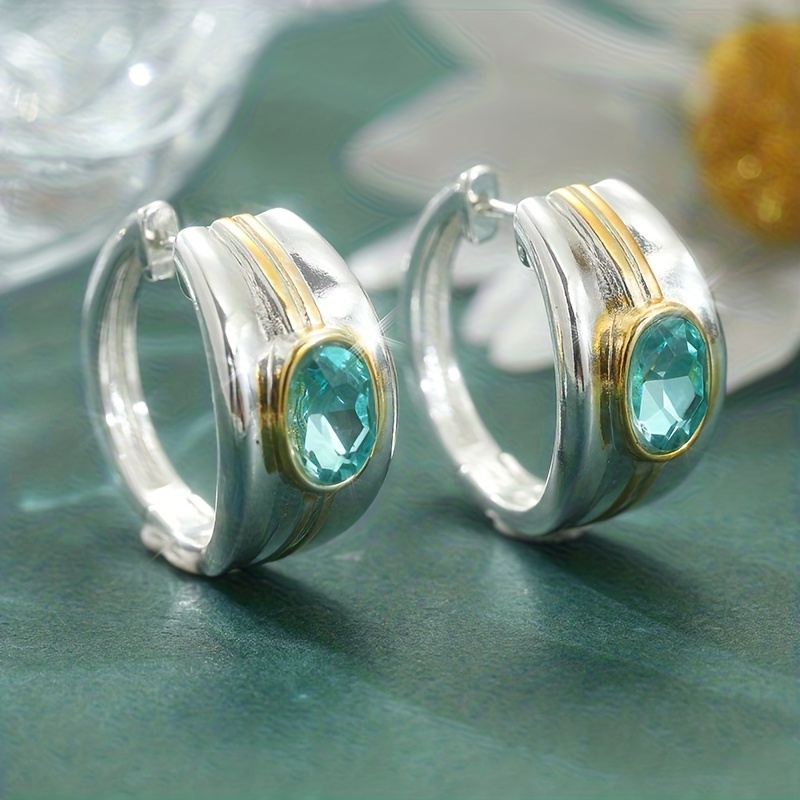 E-shop Elegante blaue Creolen mit Einlage für Damen, für , Freizeit, Party, Mode, Vintage-Ohrringe, romantische Hochzeits-Ohrringe, Jubiläumsgeschenke,