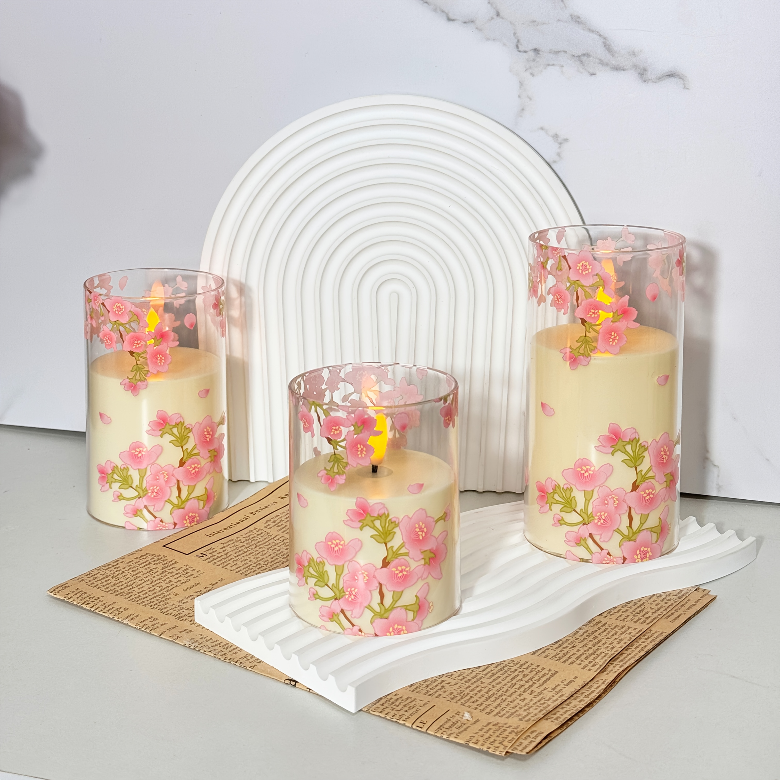 3-delige Set Rookloze LED Bloemkaarsen met Afstandsbediening & Timer (2/4/6/8 Uur)