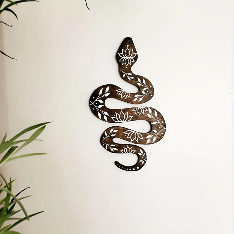 

Bohemian Snake Wall Art: Wooden Snake Decor With Lotus Flowers, Suitable For Halloween, Easter, Hanukkah, Thanksgiving, 4th Of , And More - No Feathers, No Electricity Required