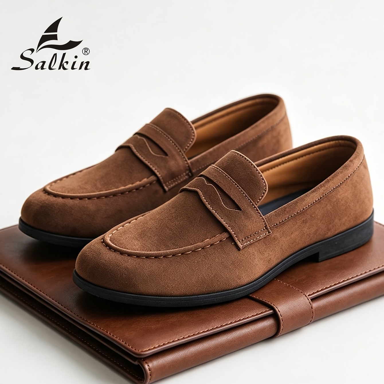 TEMU Fashion Penny Style Men Loafers Elegant Social Shoes Solid Comfortable Upper Anti Slip Wear Resistant Sole Daily Casual Shoes Men's Thick Bottom