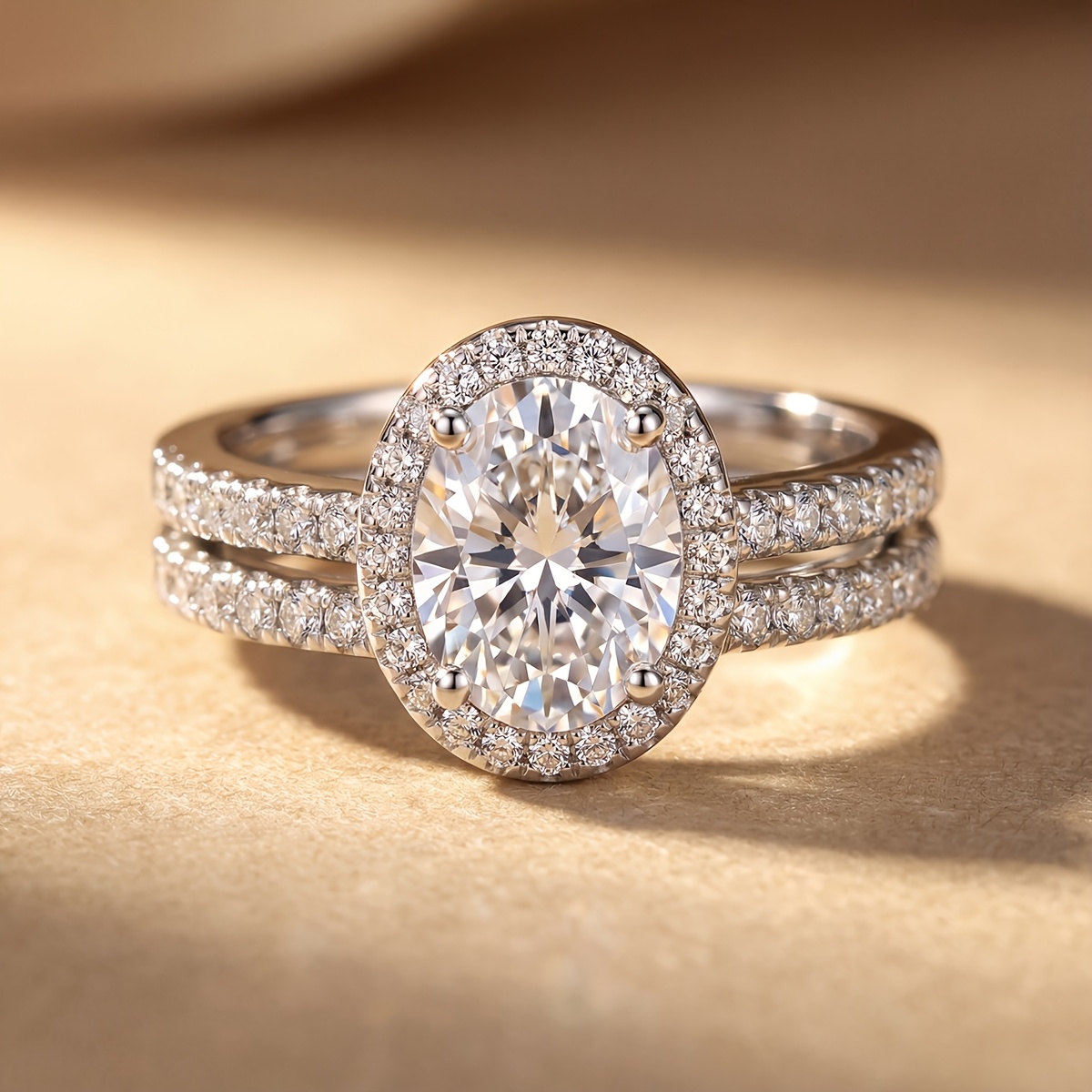 Women's Luxury Oval Ring Set, High Quality Copper Plated