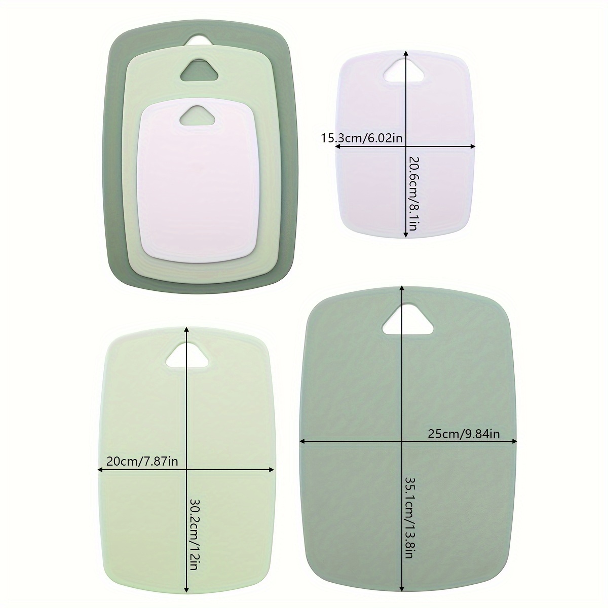 TEMU Conjunto de 3 Tablas de Cortar Cara Categorizadas, Tabla de Cortar Verduras de Plástico, Tabla de Cortar Alimentos Cocidos, Tabla Especial para Cortar en la Cocina del Hogar