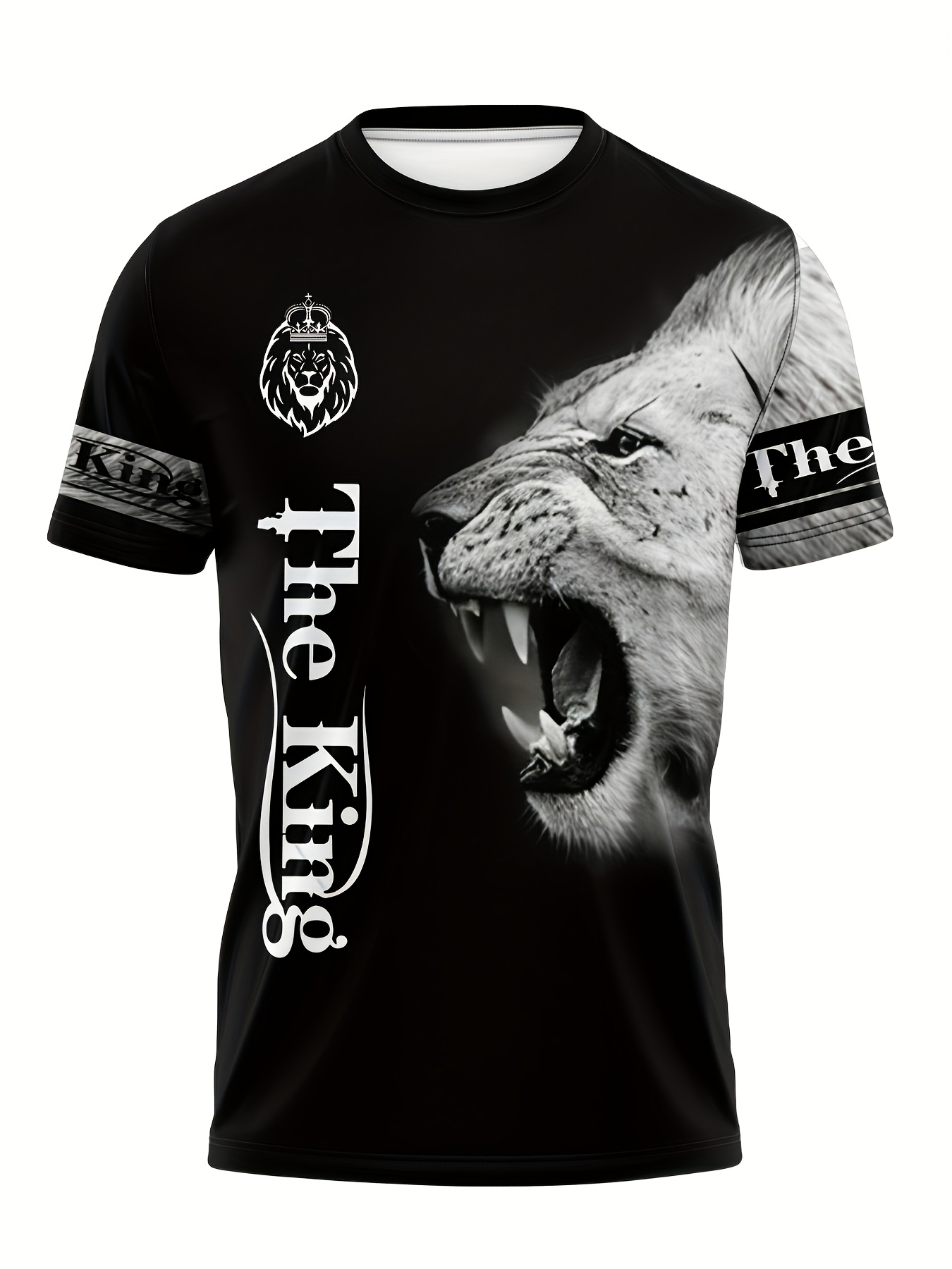 *'* Lion Print Sports Set All Year Round Polyester Exercise Equip*t, With  Boat Neck T-shirt And Matching Pants, Regular Style, Slightly Stret