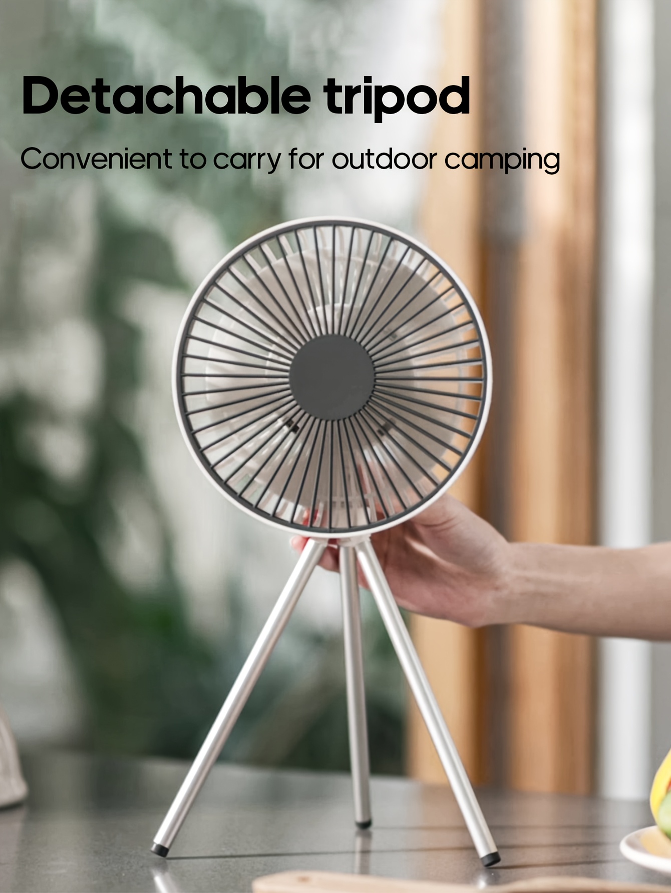 Summer essentials portable outdoor camping fan 4000mAh rechargeable tripod fan suitable for outdoor office desktop with timer built-in hook for hanging three-speed wind multifunctional personal fan