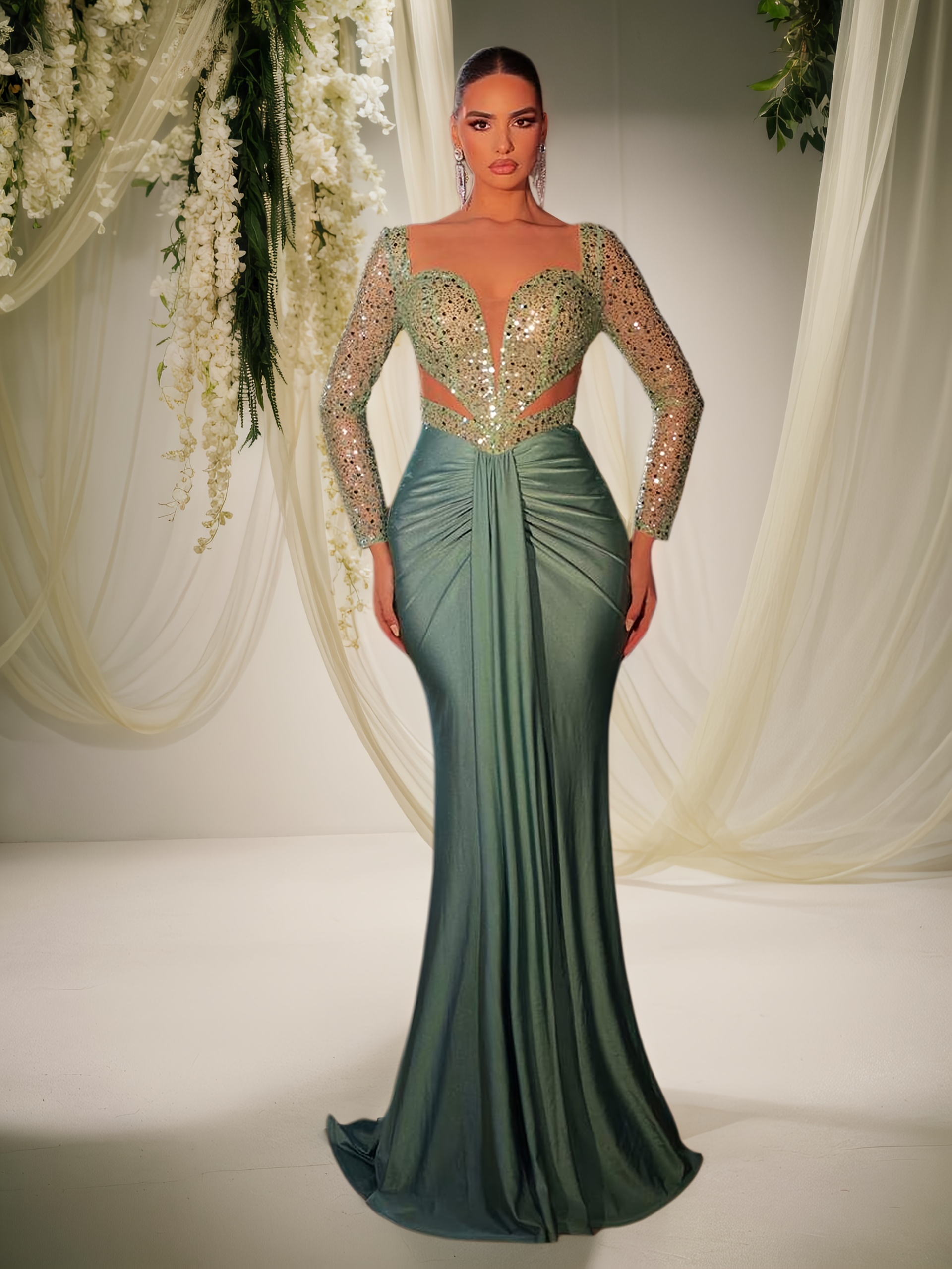 gold off the shoulder long dress Beaded Fitted Off Shoulder Gown by Ladivine CC477