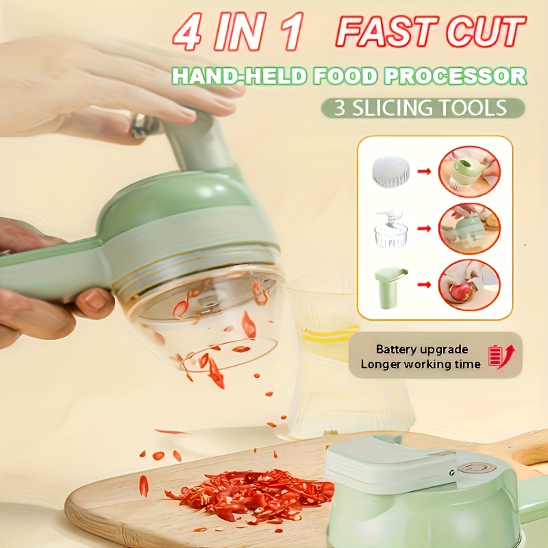 multi functional portable electric vegetable cutter set wireless vegetable processor for garlic peppers onions celery with brush   with egg cream beater electric vegetable slicer Product details 0