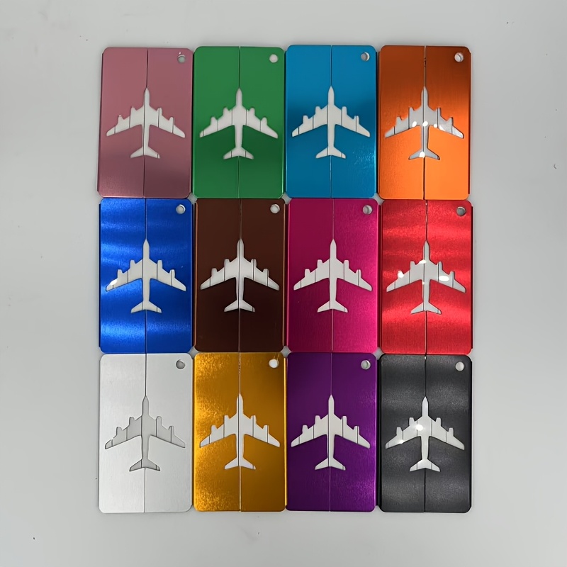 Image of 5pcs Aluminum Alloy Luggage Tags Set Perfect For Easy Identificationneedswith Secure Steel Loop, Sturdy & Stylish