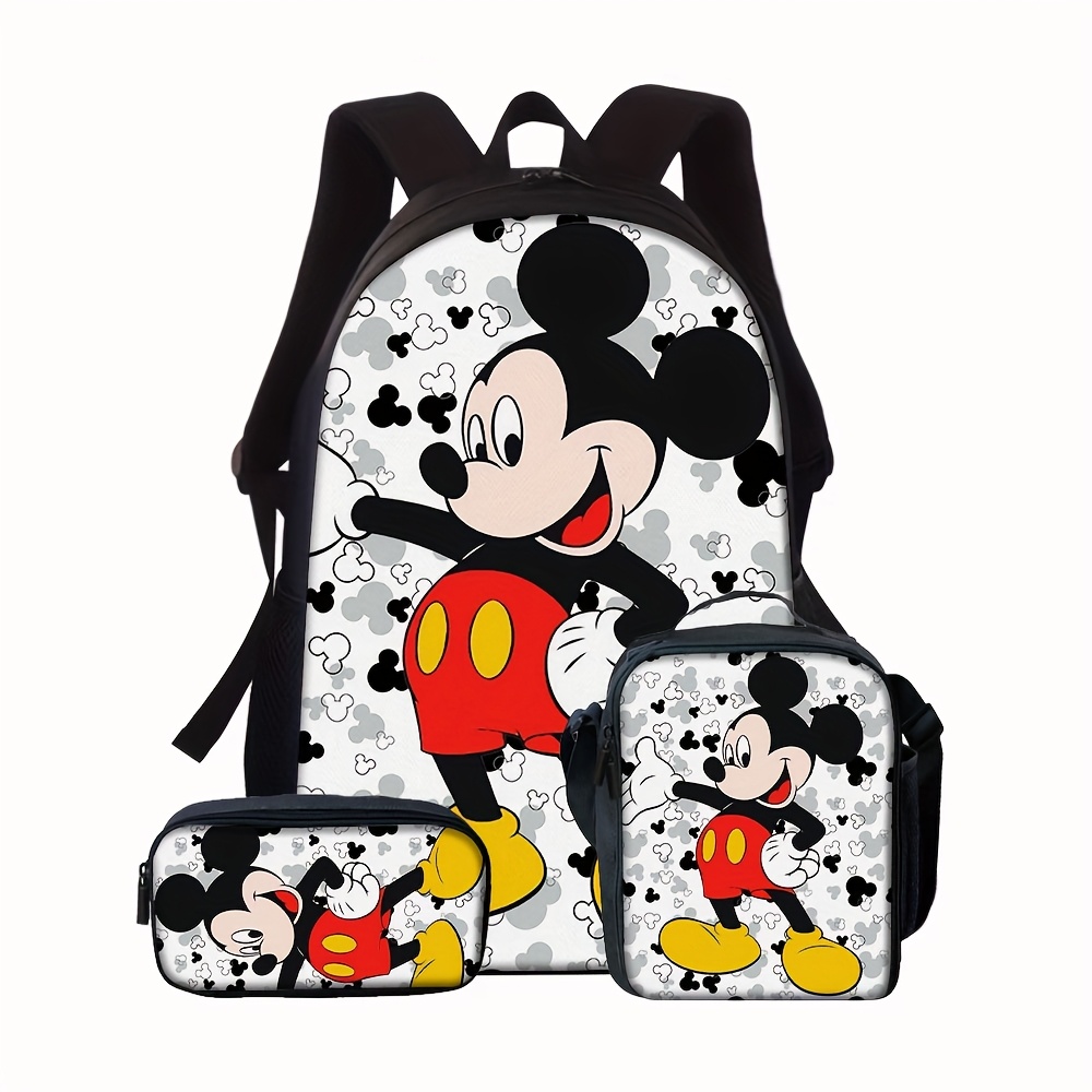 

3pcs Mouse Pattern Set Large Capacity Lightweight Backpack Lunch Bag Perfect Gift