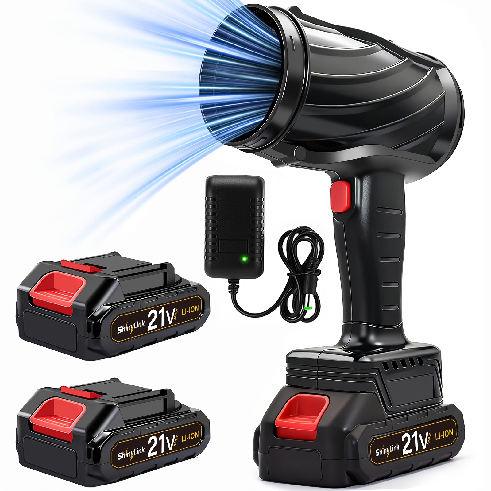 High Power Cordless Leaf Blower with 1pc/2pcs 2.0ah Batteries, Lightweight Design for Lawn Care, Yard, Snow, Pet Hair, Powerful 20000 RPM Cordless Leaf Blower