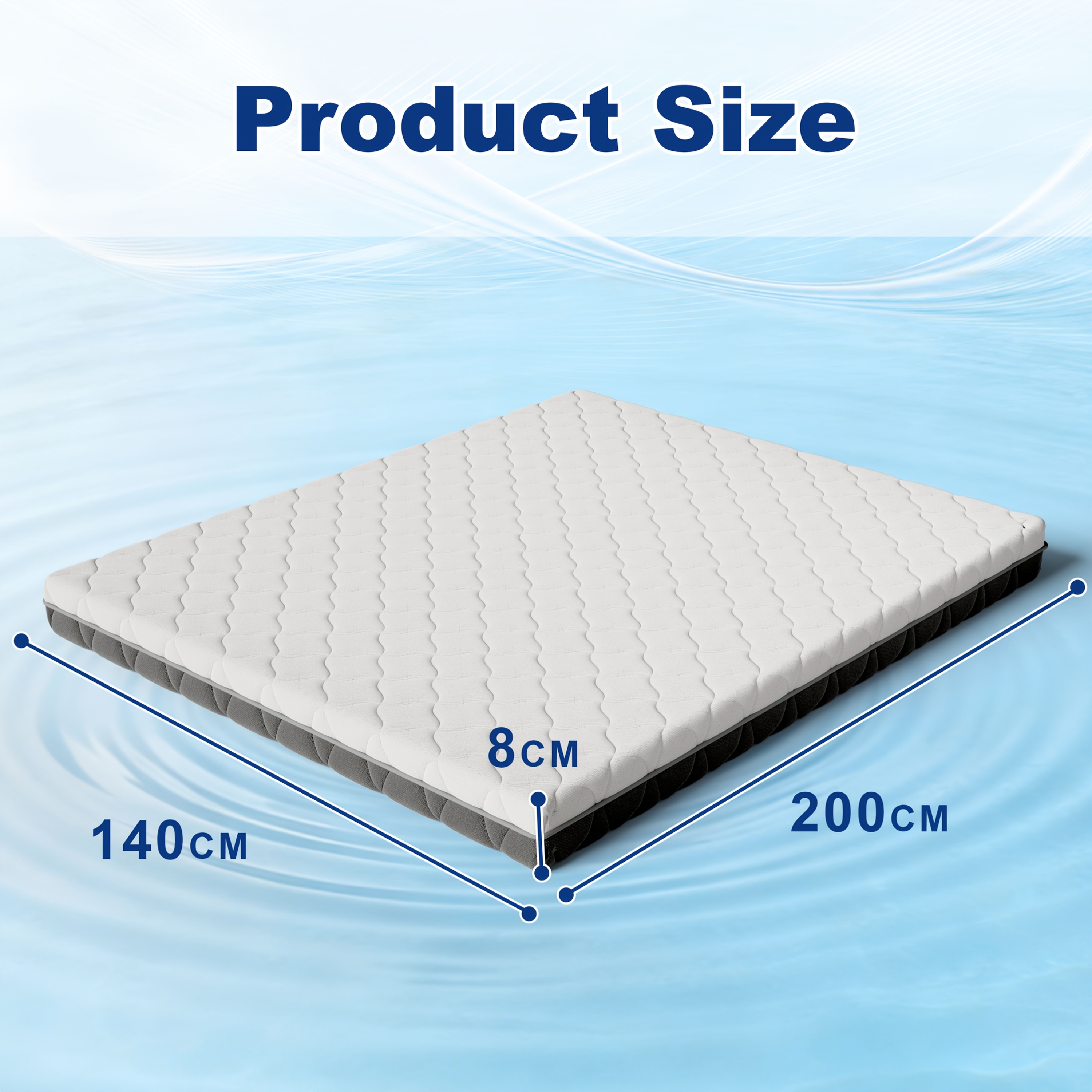 Image of New Slim Gel Cotton Mattress Topper (90/140/180×200cm, 8cm). Removable Washable 4 Anti-slip Straps For . Cozy High-, Ideal Bedding For Home Bedrooms & Hotels